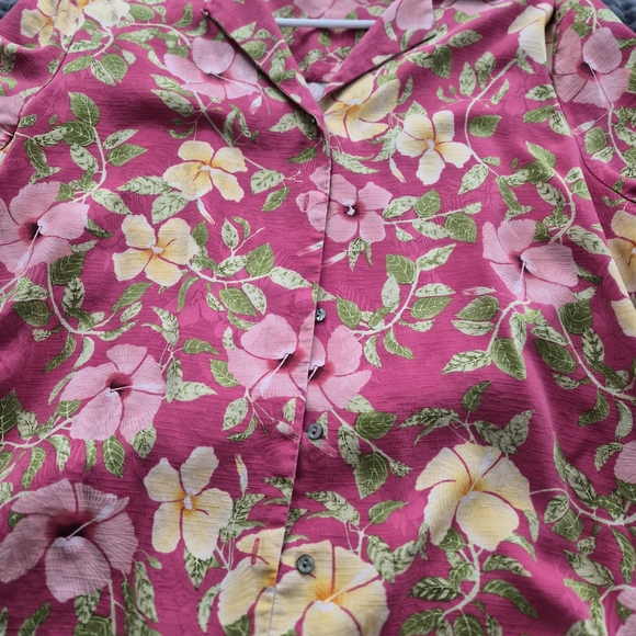 Tommy Bahama Pink and Yellow Floral Button Down Shirt - Picture 2 of 3